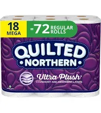 Quilted Northern Ultra Plush Toilet Paper, 18 Mega Rolls (= 72 Regular Rolls)