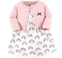 Hudson Baby Baby Girls' Cotton Dress and Cardigan Set