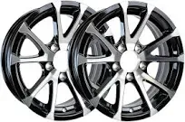 Two Aluminum Trailer Rims Wheels 5 Lug 14 in. Avalanche V-Spoke Black