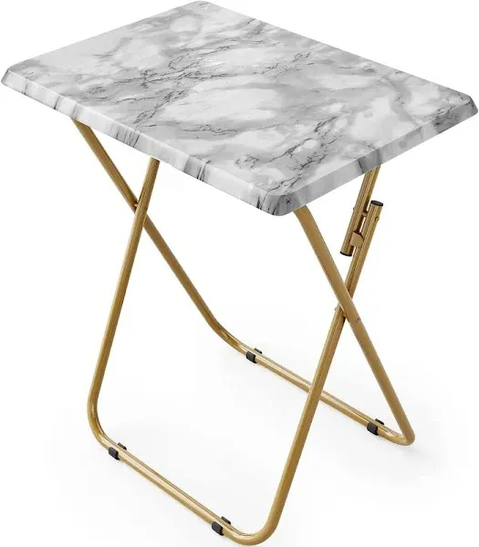 HUANUO Folding TV Tray Table -Stable Tray Table with No Assembly Required, TV Dinner Tray for Eating, Foldable Snack Tables for Bed & Sofa (Marbling)