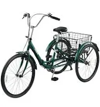 Viribus Foldable Adult Tricycle 7 Speed Folding Tricycle for Adults with Large Removable Basket