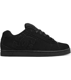 DC Net Mens Black Leather Lace Up Skate Shoes Trainers 