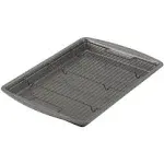 GoodCook 15” x 10.5” Nonstick Carbon Steel Baking Pan & Raised Wire Rack – Pizza Crisper, Crispy Bacon, Multipurpose Cooking Sheet Pan, Cooling Rack