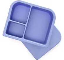 PrimaStella Unbreakable Silicone Lunch Box for Kids and Adults - Leak Proof Divided Bento Box (Periwinkle)