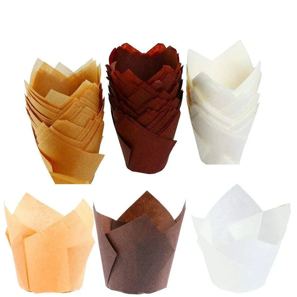 WedFeir 150 Pieces Tulip Baking Paper Cups