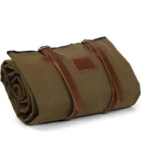 1844 Helko Werk Handmade Waxed Canvas Cowboy Bedroll - Camping Bed Roll with Leather Straps and Zipper - Waterproof Waxed Canvas Portable Bed Outdoor Camping (Bedroll Field Tan) #F8761FT