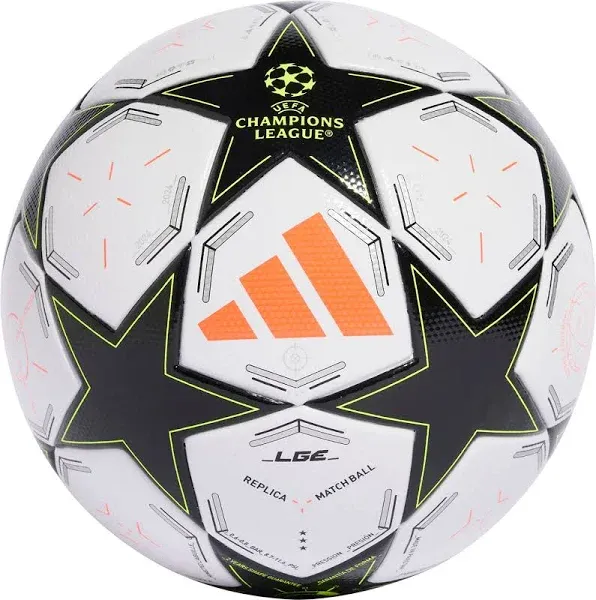 adidas Unisex-Adult UCL League Soccer Ball, White/Black/Platin Metallic/Team Solar Yellow, 4