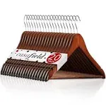 Casafield - 20 Walnut Wooden Suit Hangers - Premium Lotus Wood with Notches &amp;...