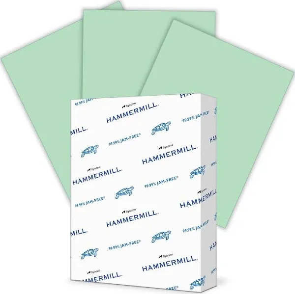 Hammermill Colored Paper, 20 lb Green Printer Paper, 8.5 x 11-10 Ream (5,000 Sheets) - Made in the USA, Pastel Paper, 103366C