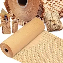 Honeycomb Packing Paper for Moving 15”x400’ Honeycomb Cushioning Wrap Paper .Recyclable Biodegradable Honeycomb Packing Supplies,Bubble Paper Wrapping Protective Roll 20pcs Fragile Sticker Labels