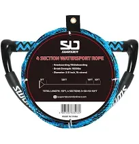 Wakeboard Rope 75Ft - Water Ski Rope with Double Handle - 4 Sections Boat Tow Ro