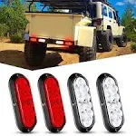 Nilight 6inch Oval Red White LED Trailer Tail Light 4pcs Waterproof Stop Brake Turn Reverse Back Up Surface Mount Trailer Lights for Truck RV Boat