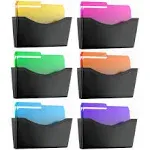 6 Pack Black Single Pocket File Holder Hanging Wall Organizer, Wall Mount Mails