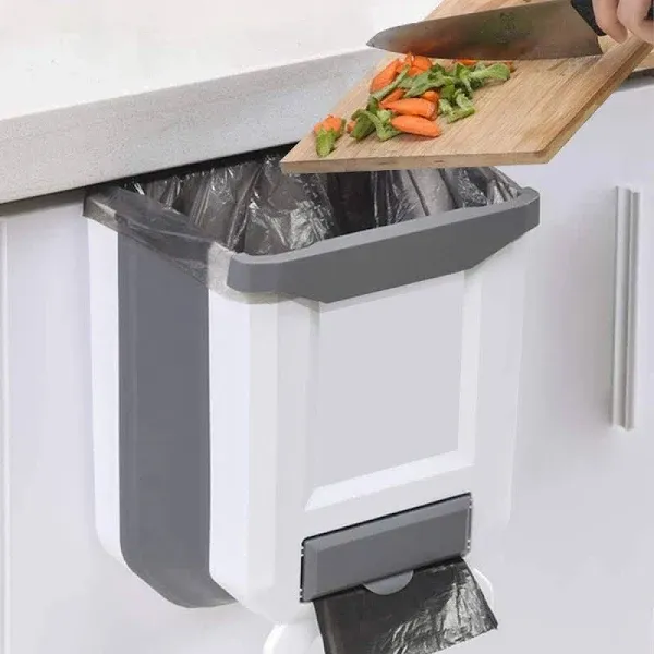 HUAPPNIO Kitchen Trash Can Plastic Collapsible 2 Gallon Wall Mounted for Cabinet