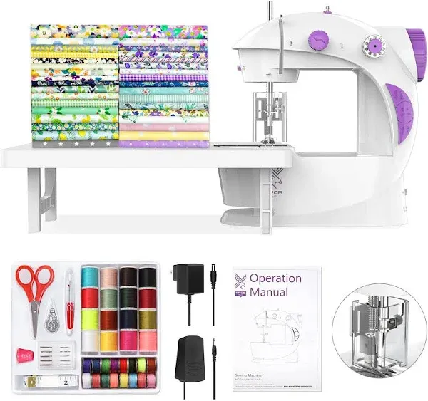 Sewing Machine for Beginners [Full Set] with Finger Guard and Fabric Bundles ...