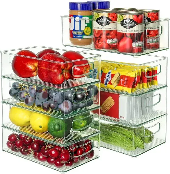 Set Of 8 Clear Pantry Organizer Bins Refrigerator Organizer Bins Plastic Stackab