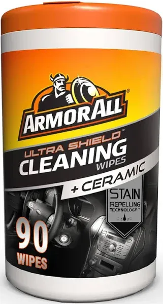 Armor All Ultra Shield + Ceramic Cleaning Wipes by Armor All, Car Interior Cleaner Wipes with Stain-Repelling Technology, 90 Count