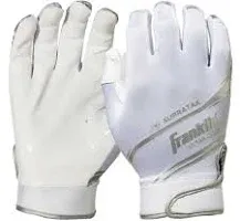 Franklin Sports Supratak Football Receiver Gloves - White/Chrome - Youth Medium 