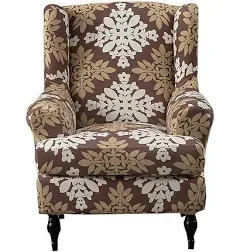 Wing Chair Slipcovers 2 Pieces Stretch Spandex Wingback Chair Covers Sofa Slipcover Printing Wingback Armchair Slipcovers Furniture Protector Couch Soft with Elastic Bottom for Wingback Chairs, 23