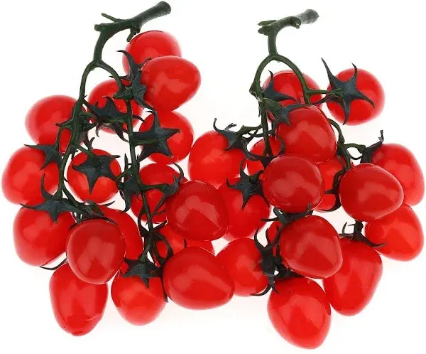 Gresorth 2 Pack Artificial Red Cherry Tomatoes Decoration Fake Tomato Home Kitchen Party Christmas Display