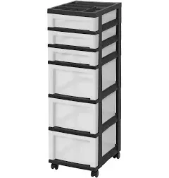 IRIS Storage Cart W/ Organizer Top 6 Drawer 14.25&#034; D x12.05&#034; W x 37.75&#034; H Black