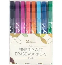 Erin Condren Classic Fine Tip Wet Erase Markers 8-Pack. 0.5mm Fine Point Tip Perfect for Writing On Whiteboards and Overhead Projectors. 8 Bold and