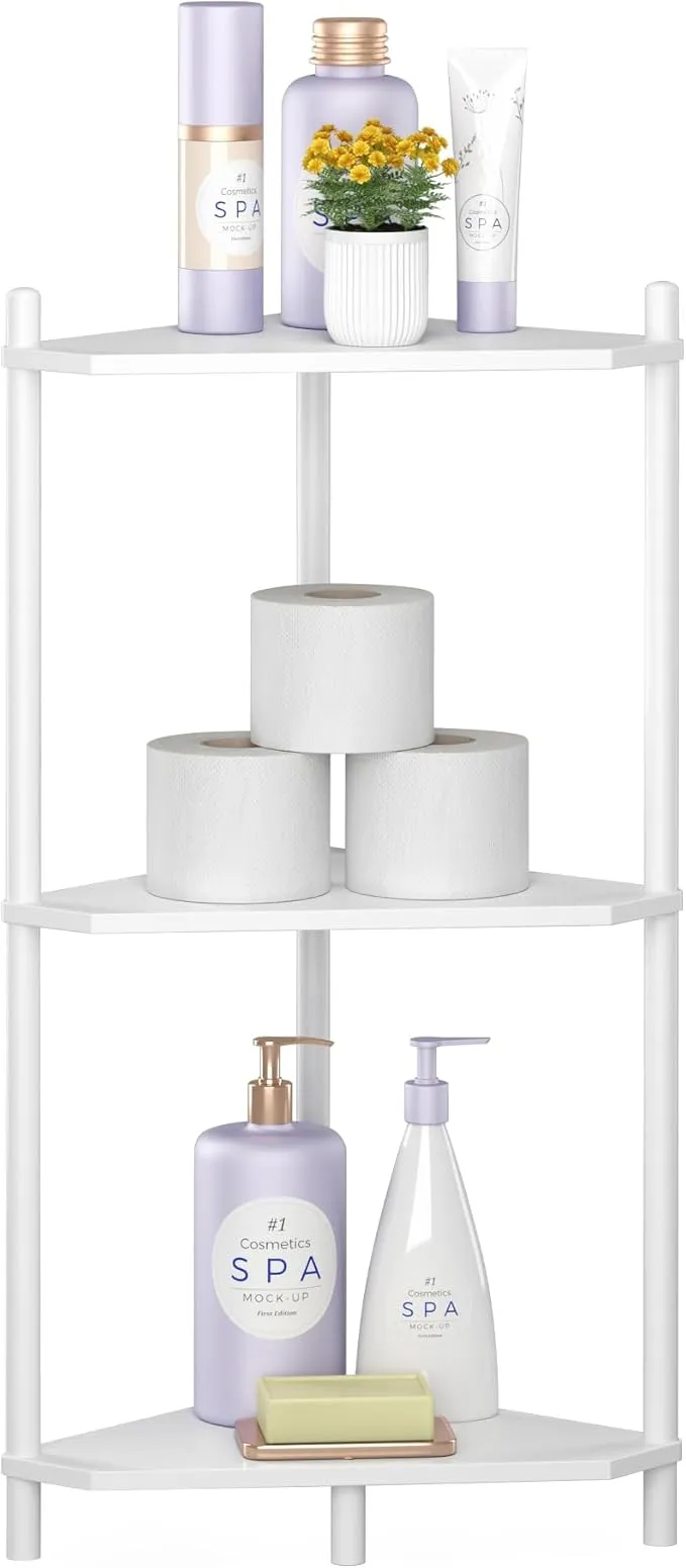 3 Tier Small Corner Stand Shelf Storage for Living Room Kitchen Bedroom Small Space