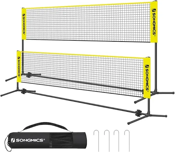 SONGMICS Badminton Net Set, Portable Sports Set for Badminton, Pickleball, Nylon Net with Poles