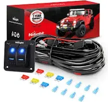 Nilight 16AWG LED Light Bar Wiring Harness Kit