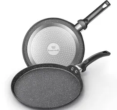 Innerwell Nonstick Crepe Pan, 11 inch Granite Coating Flat Skillet Dosa Tawa Tortilla Pan for Roti, Comales Para Tortill