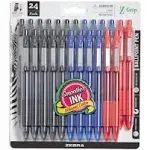 Zebra Z-Grip Retractable Ballpoint Pen, Medium 1 mm, Assorted Ink/Barrel, 24/Pack