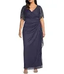 Alex Evenings Women's Flutter Sleeve Empire Waist Long Dress