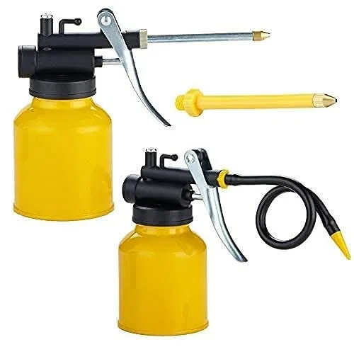 2Pack Metal Yellow Pump Oil Can with 3 Spouts