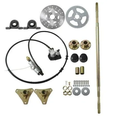 Drift Trike Go Kart Rear Live Axle Kit,Chain Sprocket &amp; Hub,Brake Disc Assembly