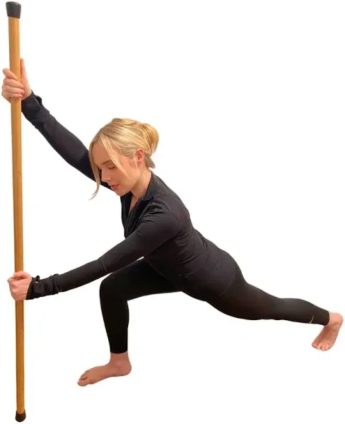 Sturdy Yoga Stick Made from Natural Bamboo - Stretching Stick for All Fitness Levels - Stretch Stick for Balance and Flexibility with Non-Slip Rubber Ends