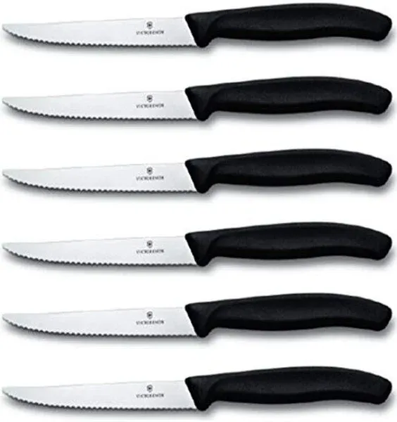 Victorinox Swiss Classic 6-Piece Steak Set (4½ Spear Point Serrated) Black, 0.5