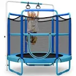 5' Kids 3-in-1 Game Trampoline with Enclosure Net Spring Pad - Blue