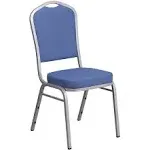 Hercules Series Crown Back Stacking Banquet Chair in Blue Fabric - Silver Frame - Flash Furniture