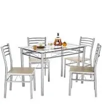 VECELO Dining Table 4 Chairs