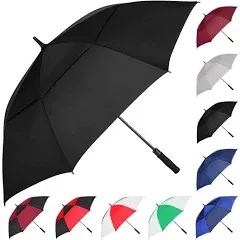 Automatic Open Golf Umbrella Extra-Large Oversized Double Canopy Vented Windp...