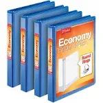 Cardinal Economy 3 Ring Binder, 1 inch, Presentation View, Blue, Holds 225 Sheets, Nonstick, PVC Free, 4 Pack of Binders (79511)