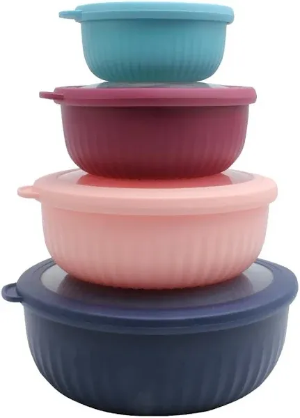  Prep Bowls with Lids- Deep Mixing Bowls Nesting 12 Piece Set - Deep Bowls Navy