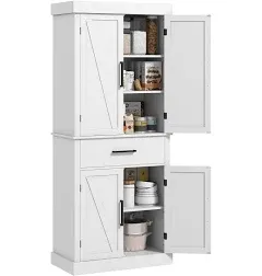 Homcom 72" Freestanding Kitchen Pantry Cabinet Cupboard with Doors and Adjustable Shelves