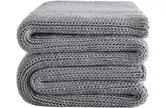 L'AGRATY Knitted Weighted Blanket - 48"x72" 12lbs Cooling Chunky Knit Heavy Blanket for Adults Braided Crochet Throw Thick Cable Yarn Knit Decorative Blanket No Beads Evenly Weighted Machine Washable