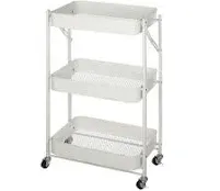 Urban Shop 3 Tier Foldable Rolling Storage Utility Cart - White