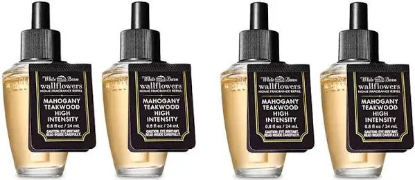 Bath and Body Works 4 Pack Mahogany Teakwood High Intensity Wallflowers Fragrance Refill 0.8 Oz.