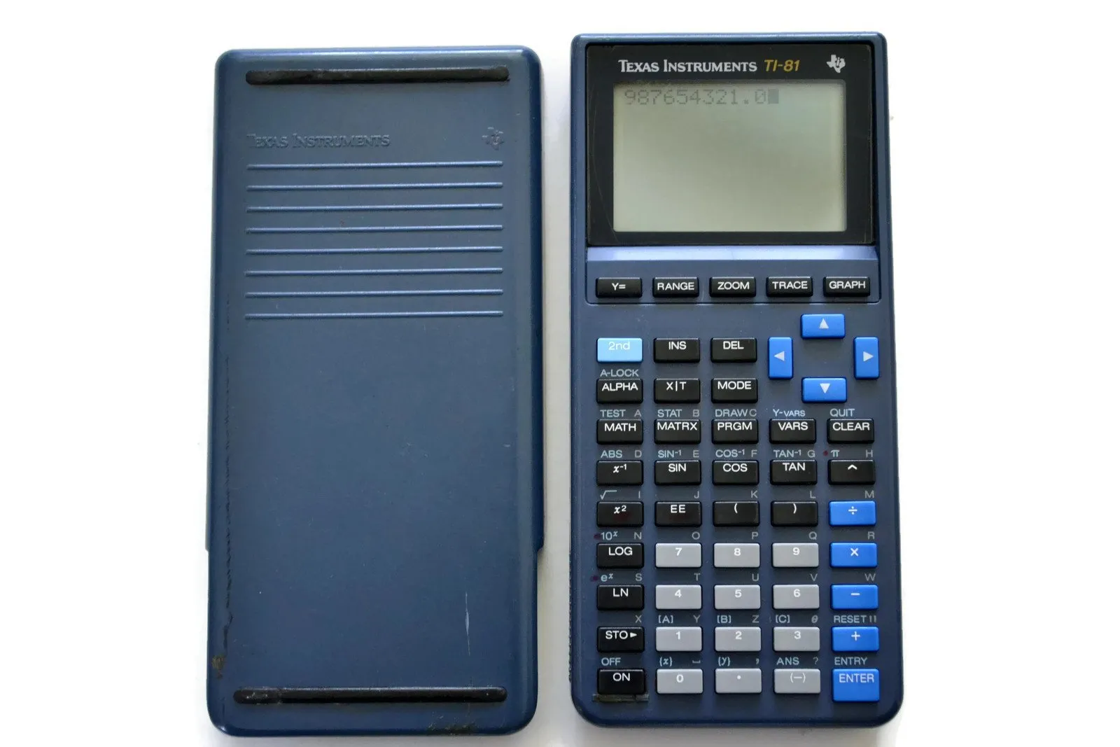 Texas Instrument TI-81 Graphing Calculator Blue w/ Cover