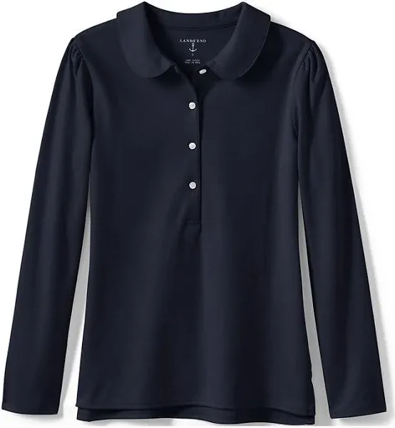 Lands' End Girls' Peter Pan Collar Long Sleeve Polo Shirt