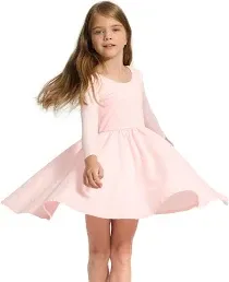 Stelle/Long Sleeve Girls Casual A-Line Twirly Skater Dress for Toddler School Party