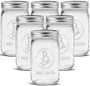 Bedoo 32 oz Wide Mouth Mason Jars 6 Pack with Airtight Lids